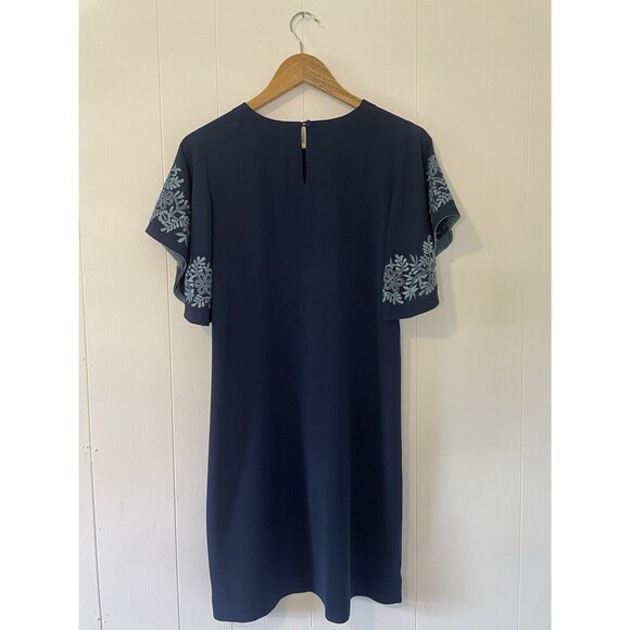 Rungolee XS Flutter Sleeve Dress Floral Embroidery Navy Blue Boho Sustainable - Picture 5 of 10